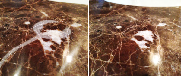 Toothpaste removal on Rossa Marble