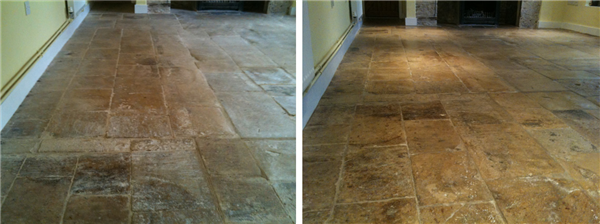 Limestone Flagstone Clean, Grout and Wax